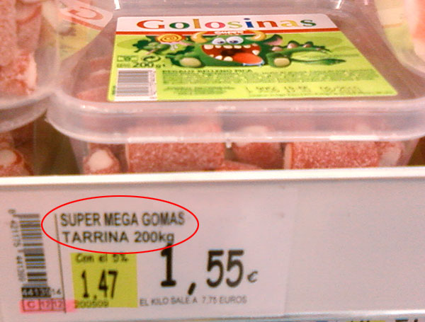 200 Kg de golosinas