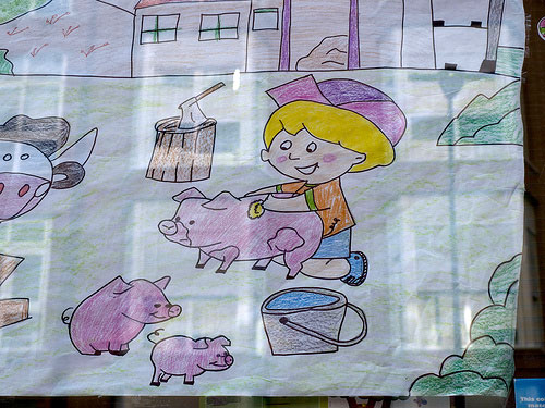 Dibujo visto en la ventana de una guardería por FerPer