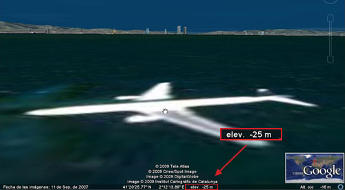Avión submarino en Google Earth 5 Avión submarino en Google Earth 5