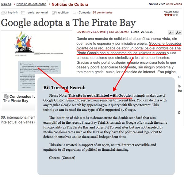 Google adopta The Pirate Bay Google adopta The Pirate Bay