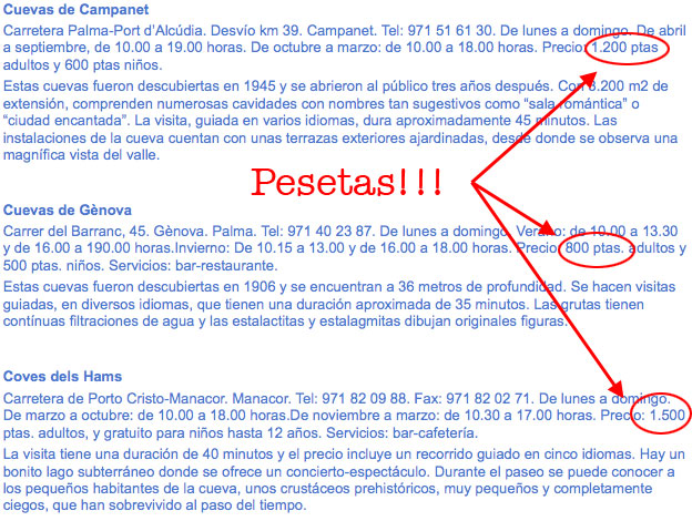 Pesetas en Mallorca Pesetas en Mallorca