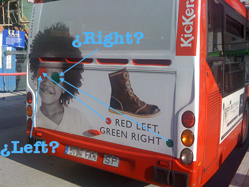 Red lef tgreen right bus Red lef tgreen right bus
