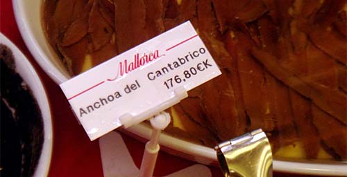 Anchoas a 176 euros el kilo