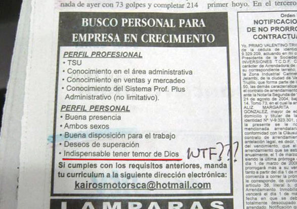 Indispensable Tener Temor de Dios © Lapapaya